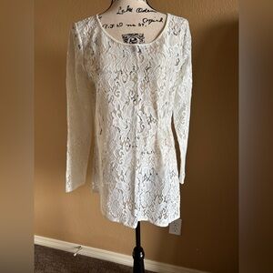 White House Black Market Ivory Lace Blouse